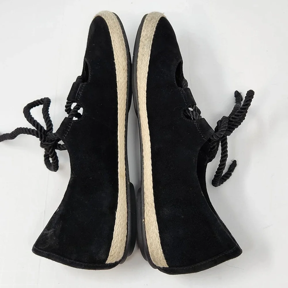 FitFlop Womens Fia Black Suede Lace Up Ballet Flats Size 7.5 Espadrille Comfort - Picture 8 of 9